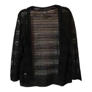 Charter Club Open Weave Black Light Weight Sweater PS
